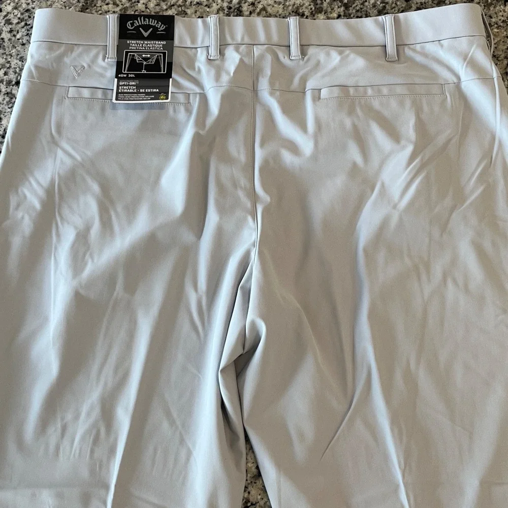 NWT Callaway High Rise Opti Dr Performance Golf Pants Mens‎ 40x30 Gray Stretch
